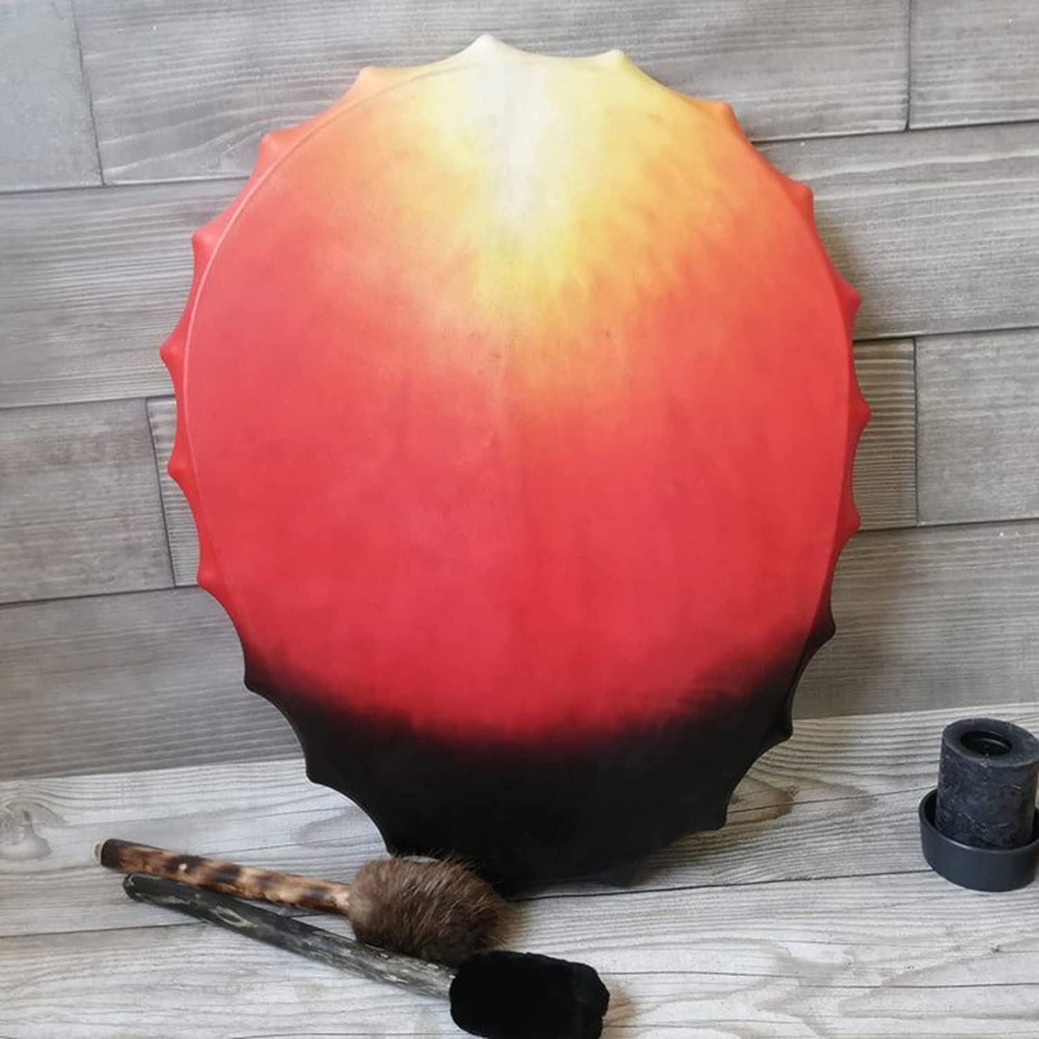 LIOONS Tambor chamán Creativo de 25cm, Tambor de música único con tótem de dragón, palillo de Tambor etéreo y Tambor de Lengua, Tambor de Mano Hecho a Mano