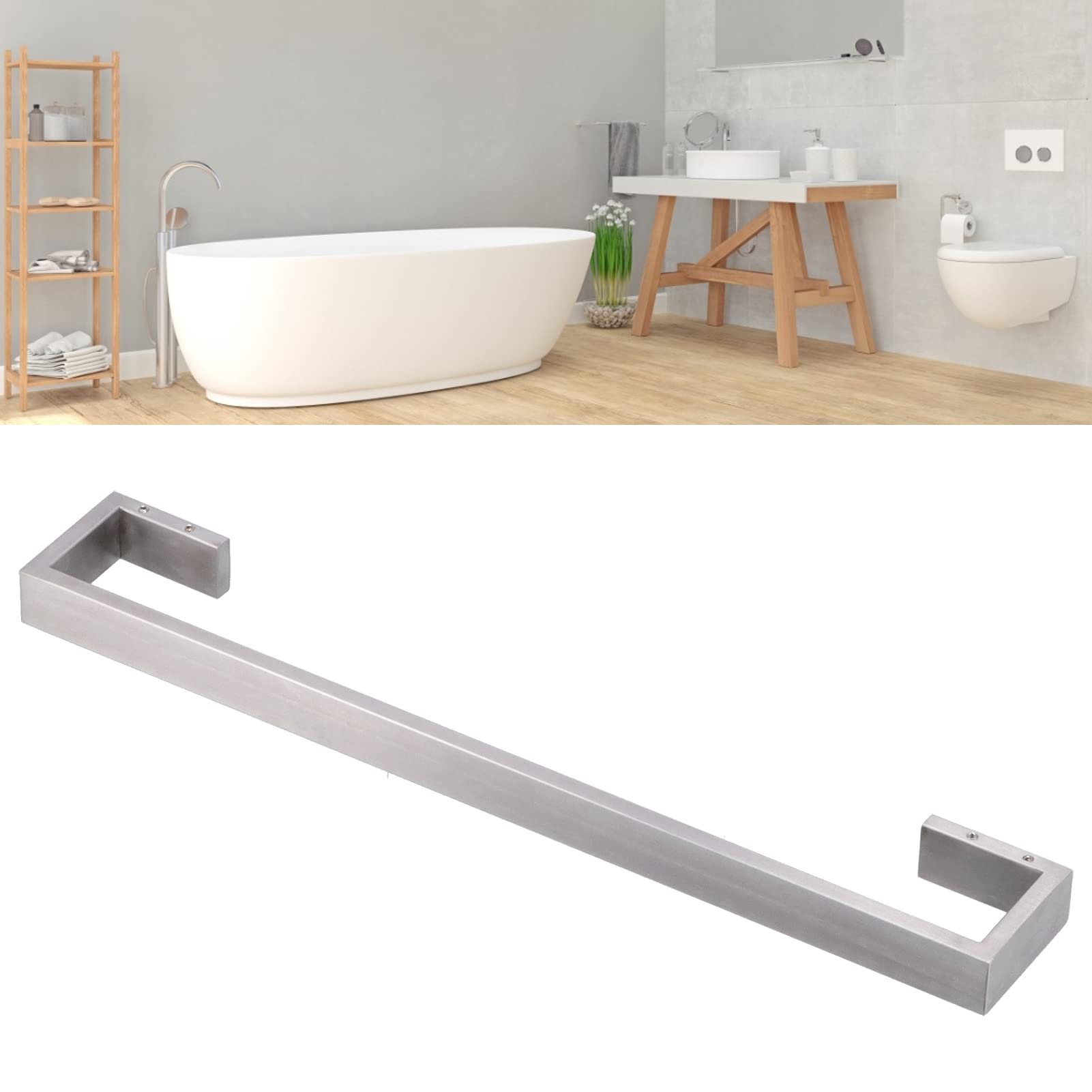Toallero de 50 Cm, Base Cuadrada Espesa SUS304 Barra de Toalla de Acero Inoxidable, Soporte de Toalla de Montaje en Pared Accesorios de Baño para Cocina Casera