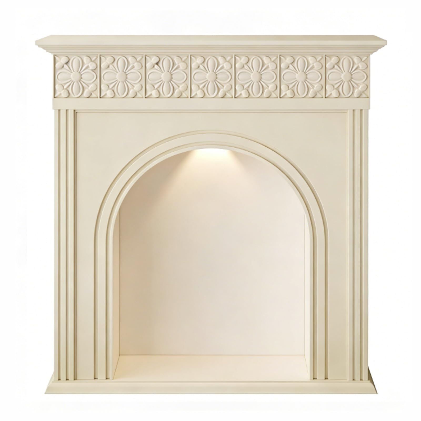 Freestanding Modern Arched Fireplace Mantel with LED Lighting Decorative Surround Decorative