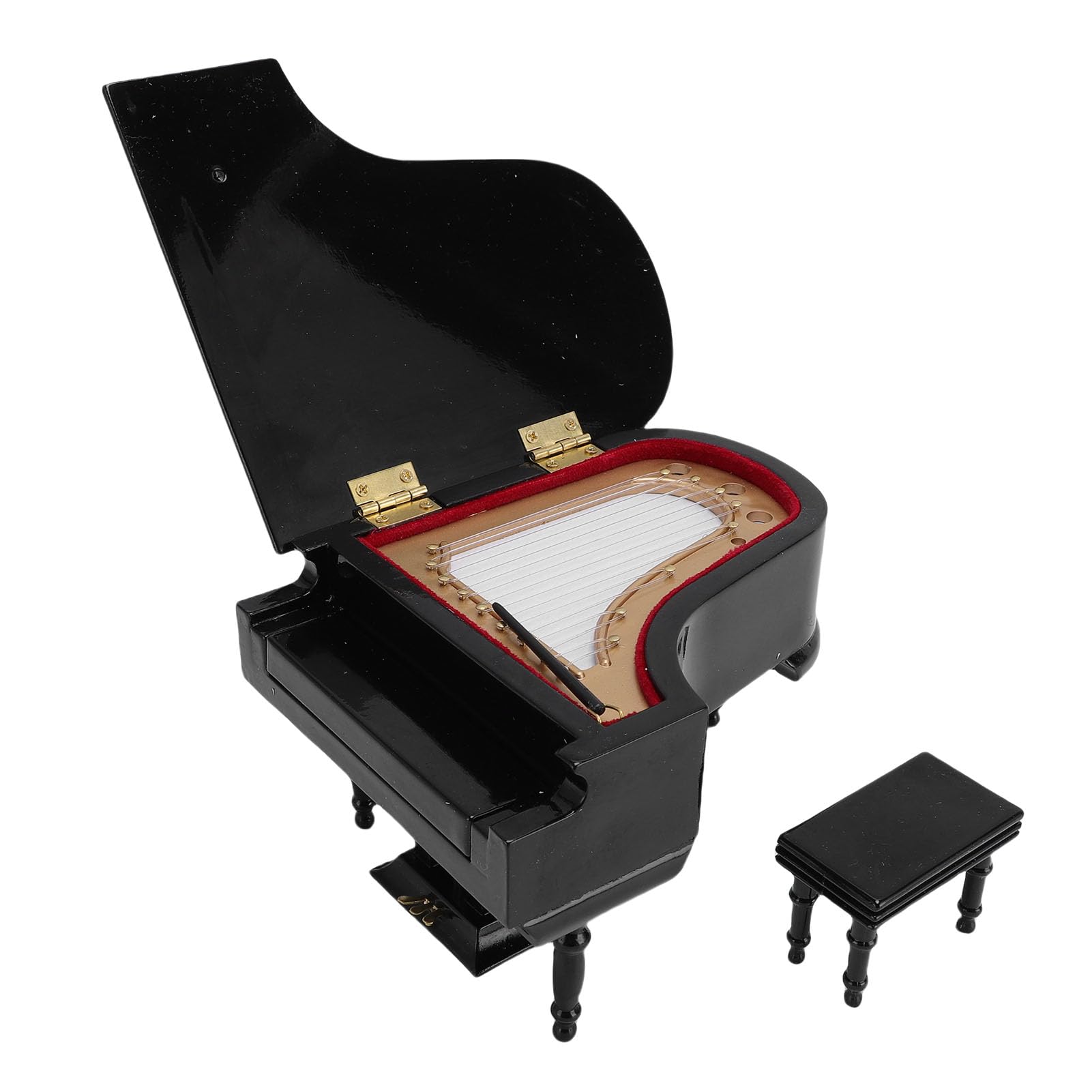 Miniature Piano Model, Wooden Vintage Musical Educational Toy with Music for Adults and Teens Romantic Gift Home Decor (Black)
