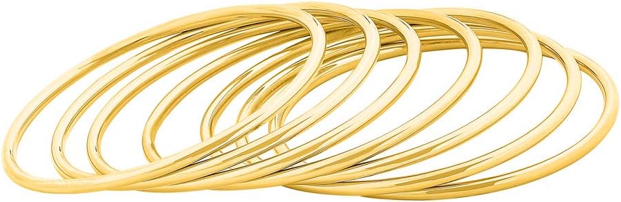 Edforce Stainless Steel Glossy Thin Round Bangle Bracelet Set for Women, Set of 7 - Image 2