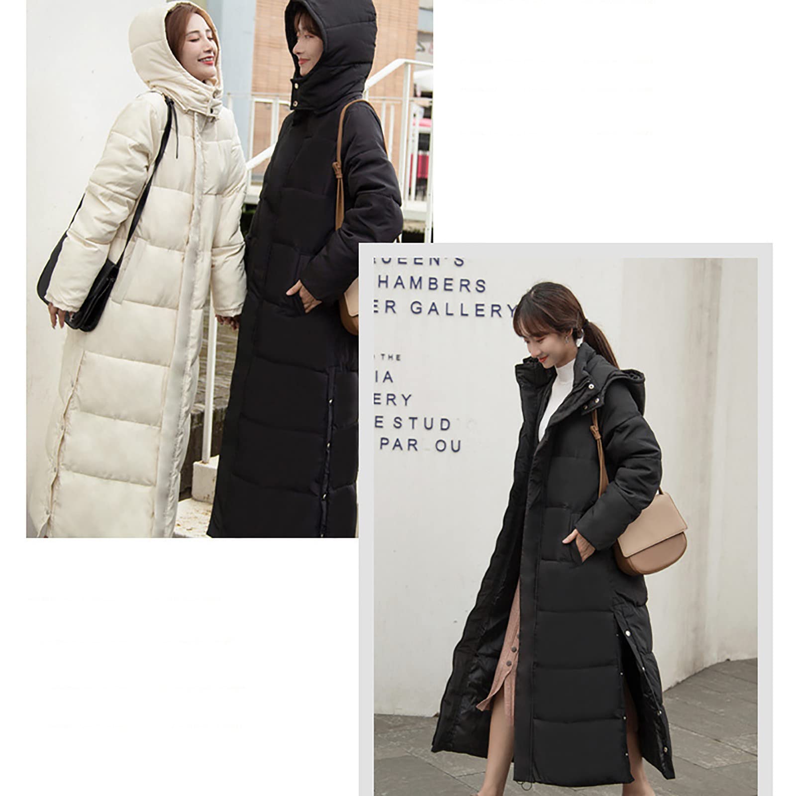 YAOJIWANG Doudoune Longue éLéGant Hiver Femme Manteaux Duvet Hiver Chaud Femme en Coton Manteau Zippé éPais Chaud Parka Blouson Avec Capuche Grande Taille Duvet Veste Chaud éPais Long Elegant