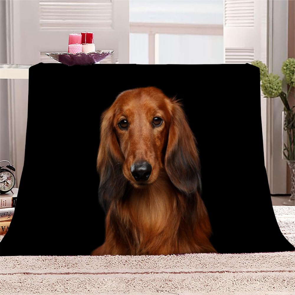 3D Printed Dachshund Blanket Super Soft Warm Cozy Throw Blanket for Adults Kids Girls Boys Outdoor Bedroom living Room Bed Couch Sofa Flannel Blanket 50"x60" Dog Animal