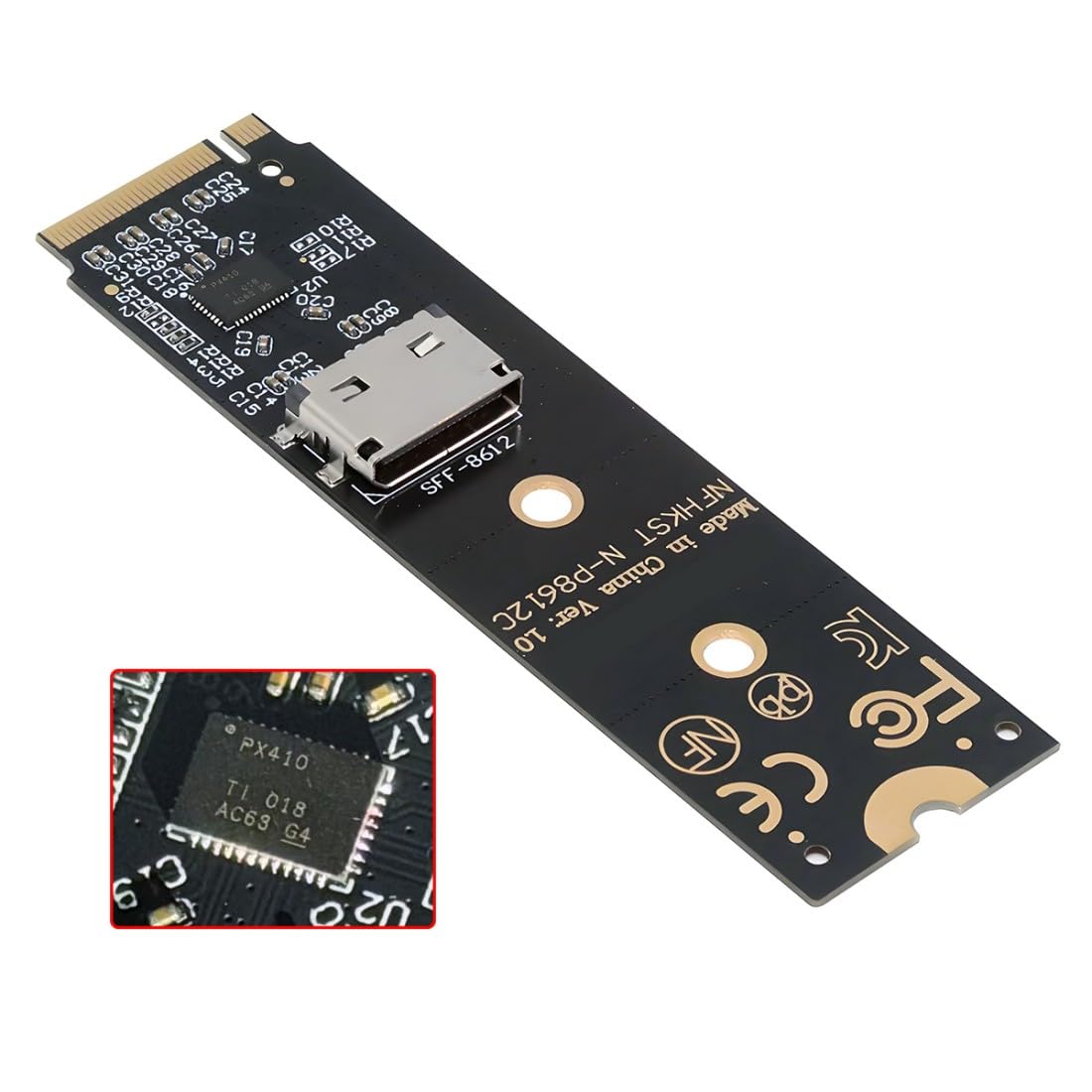 chenyang Oculink SFF-8612 to PCI-E 4.0 NVME M.2 M-Key Host Adapter with ReDriver Chipset Support 2242/2260/2280mm for External Graphics Card & SSD