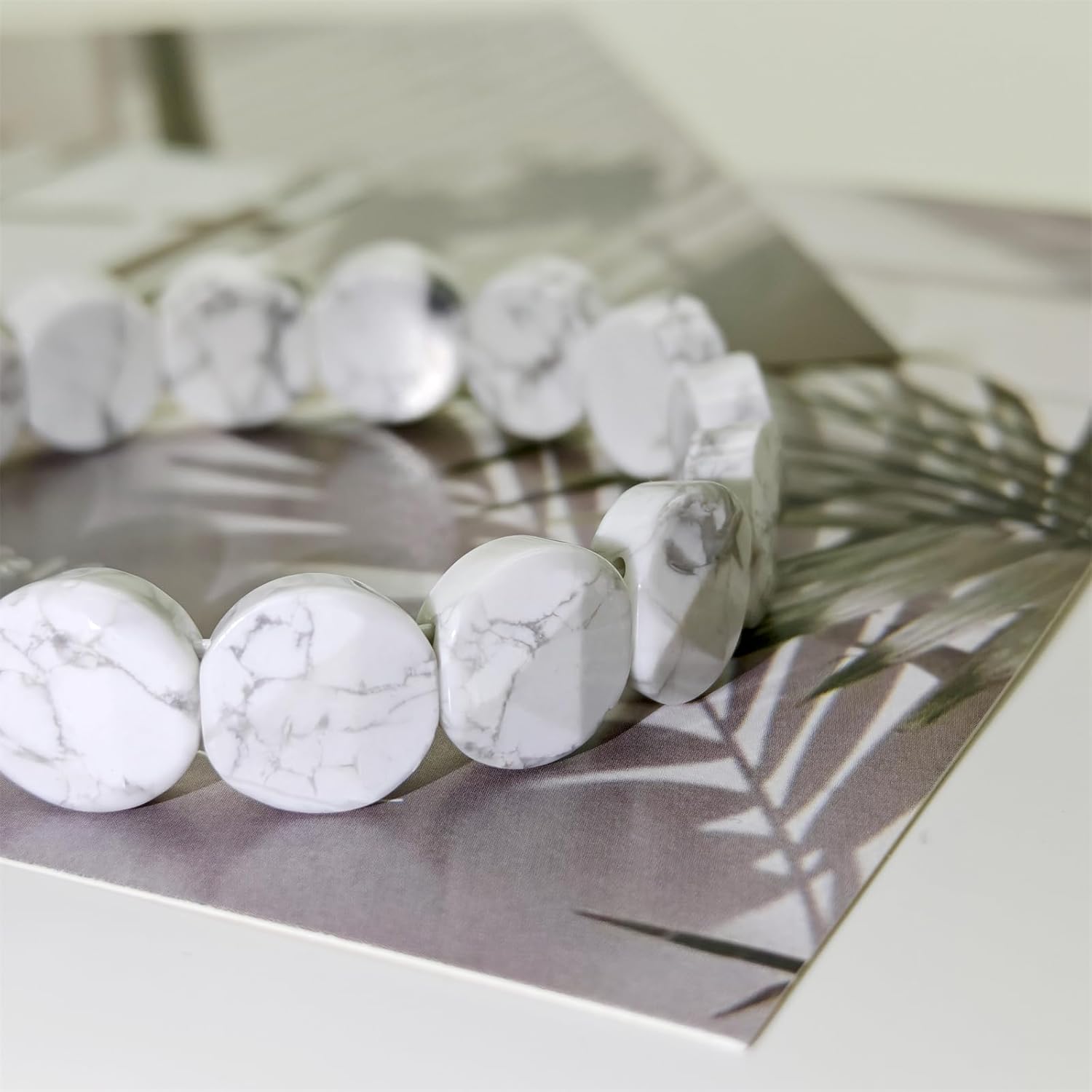 White Turquoise Bracelet Natural Crystal Stretch Bracelet Women Men Christmas Birthday Gift Energy Healing Bring Happiness Luck Wealth - Image 2