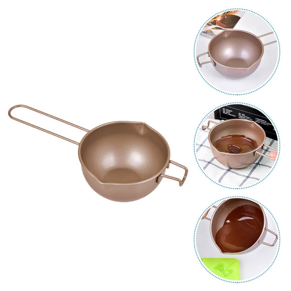 OKUMEYR 1pc Carbon Steel Chocolate Melting Pot Handle Ergonomic Design for Butter and Candy for Home Baking and Cooking for Safe Use