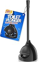 LOVLOY Heavy Duty Toilet Plunger with Drip-Free Holder - 5.7 Inch Large Cup for Toilets, Showers & Sinks, Black