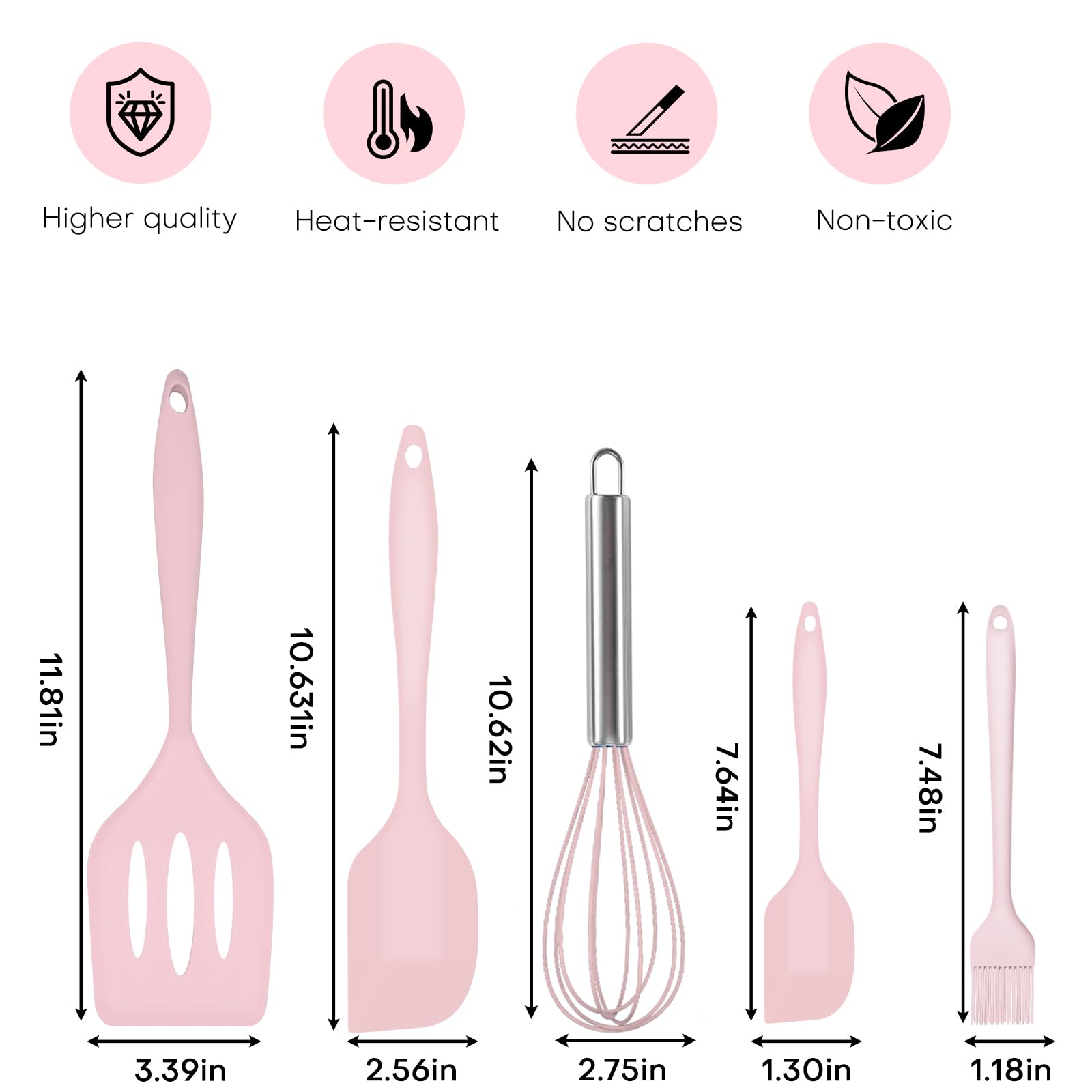 Silicone Spatula Set, 3 Pcs Heat-Resistant Spatula with Whisk & Brush - Image 2