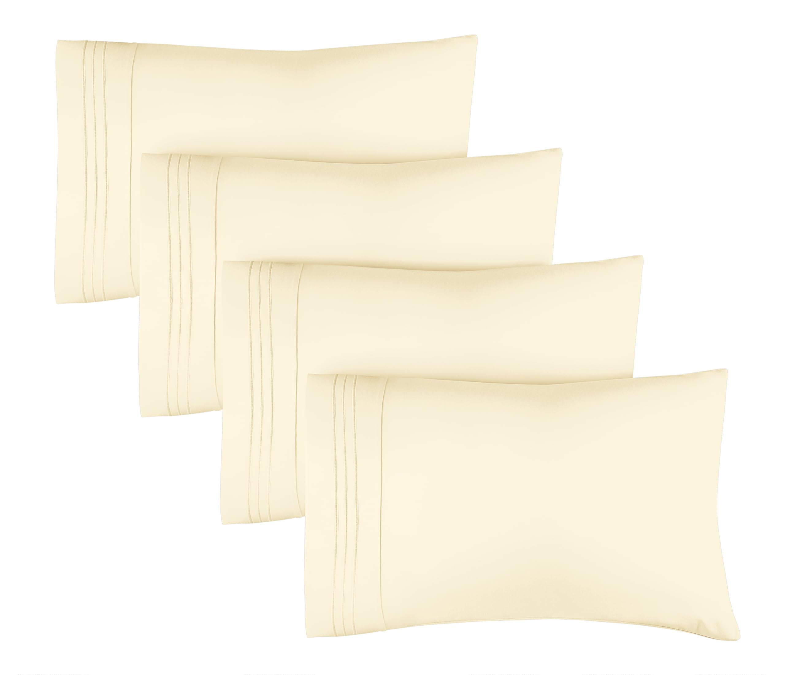 King Pillow Cases Set of 4 - Ultra Soft Hotel Quality Pillowcase Covers - Luxury Comfy Bedding for Women, Men, Kids & Teens - Machine Washable Pillow Protectors - 4 Pieces Set - King Size Off White