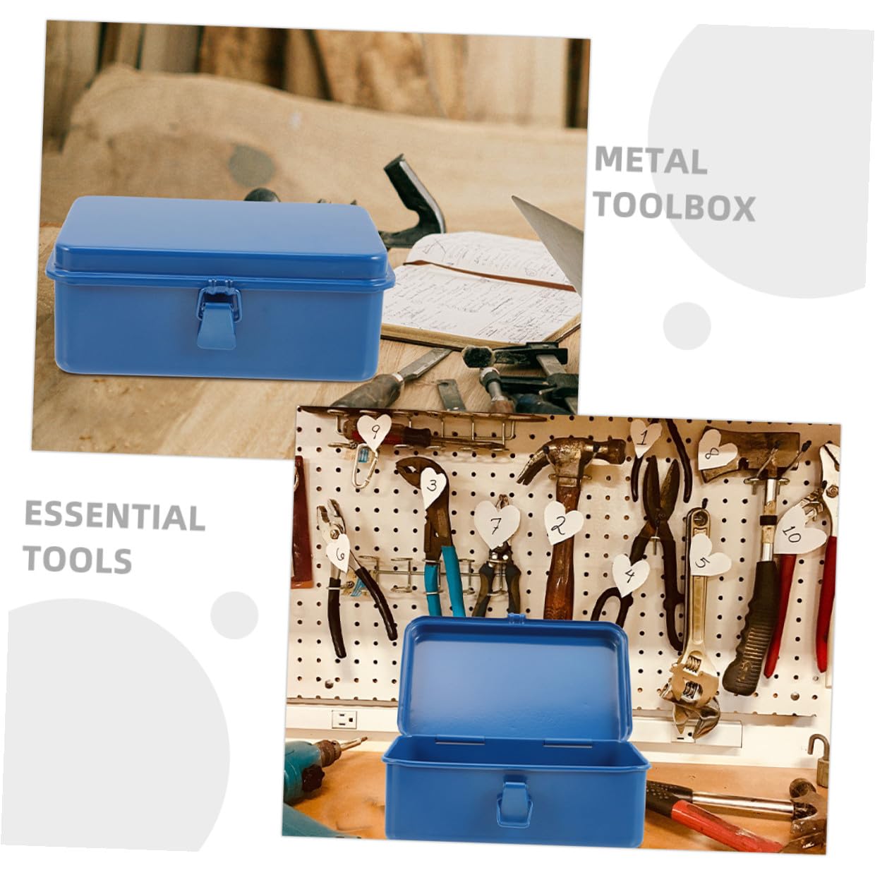 Valigia Portautensili in Metallo Spesso Cassetta degli Attrezzi Portatile con Scomparti Multistrato Custodia Resistente da 2 Pezzi per Uso Domestico Garage e Auto