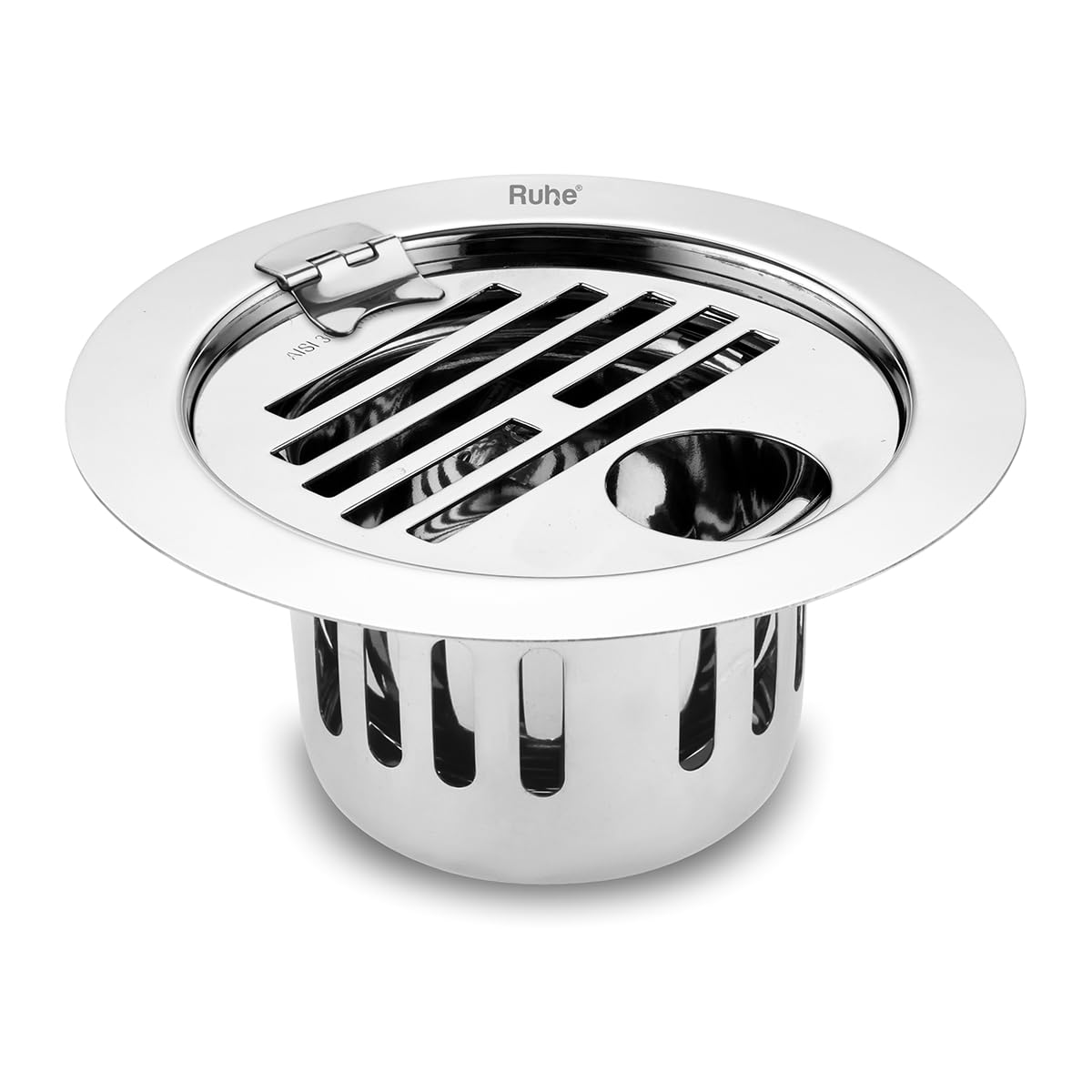 Ruhe® Classic Round Flat Cut Floor Drain with Collar,Hinge,Hole 5 inches | Jali for Bathroom and Kitchen Floors, Waste Water Drain Jali | Premium Stainless Steel Floor Drain 5 x 5 inches (B0CY2Q8D69) Amazon Price History, Amazon Price Tracker