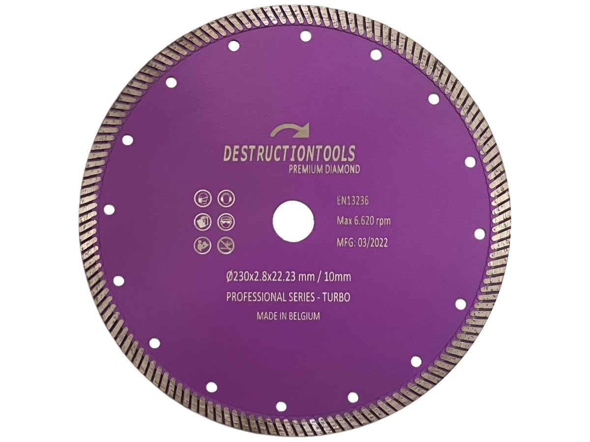 Destructiontools Lama per sega a secco diamantata - 230 x 22,23 mm | Turbo series
