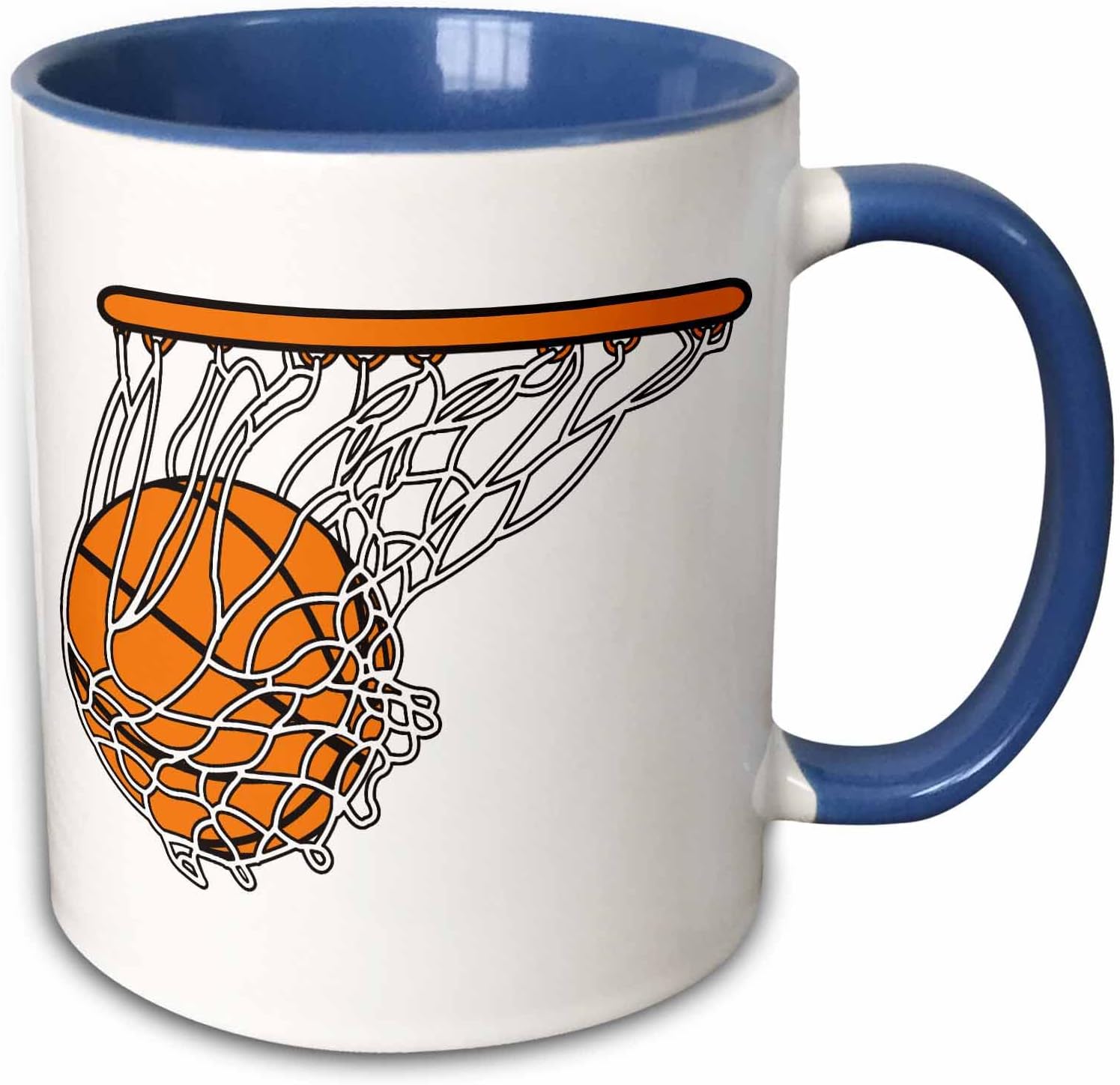 3dRose (mug_116287_6) Basketball Woosh Ball In Net Vector Illustration Sports Design - Two Tone Blue Mug, 11oz