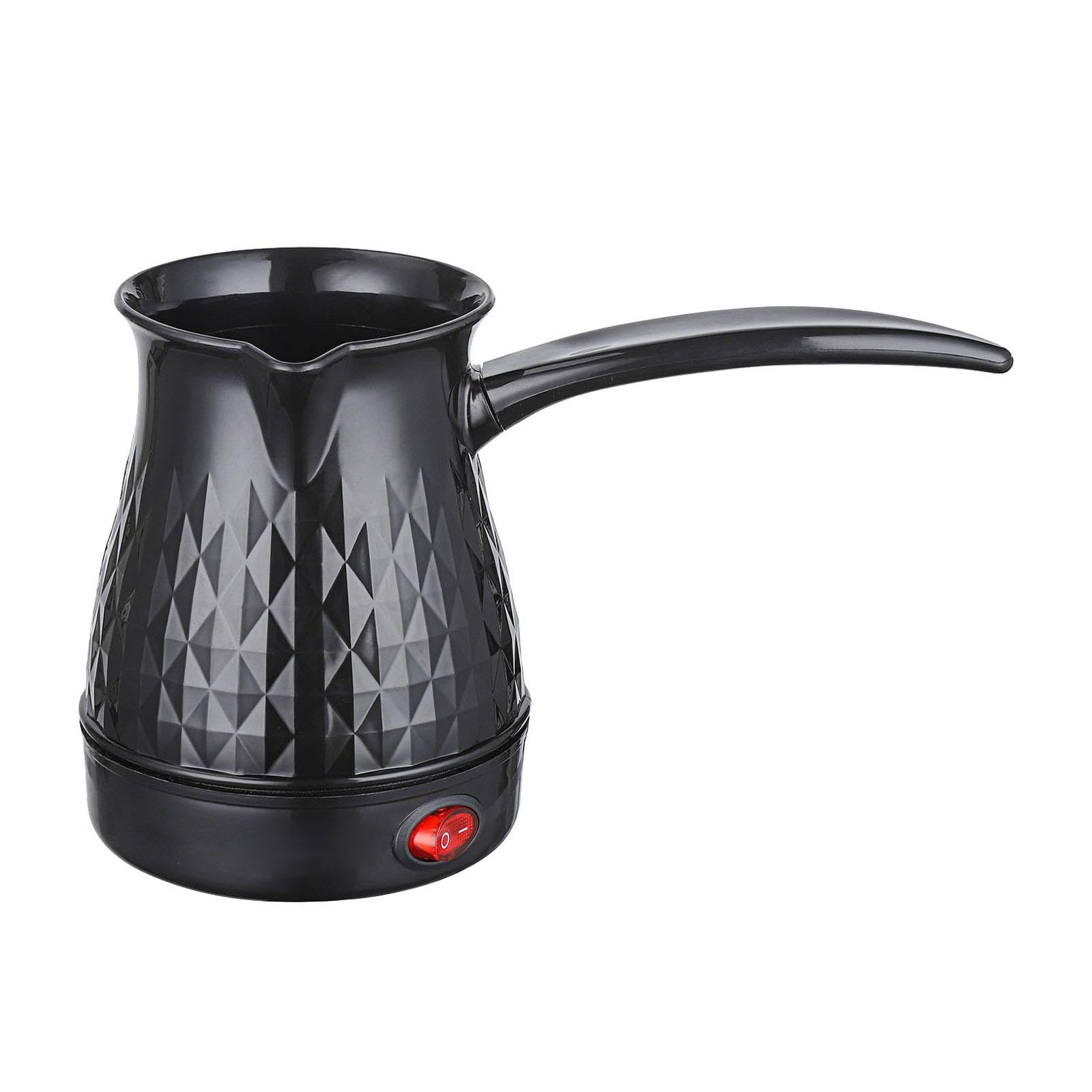 Colcolo Electric Turkish Coffee Pot Tea Kettle Plastic 600W Fast Boil 500ml Teapot Multipurpose Easy to Clean with Handle Coffee Maker for Travel Office Cafe RV, black