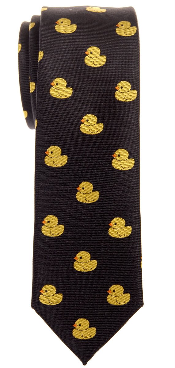 Retreez Classic Rubber Duck Woven Microfiber Skinny Tie - Black