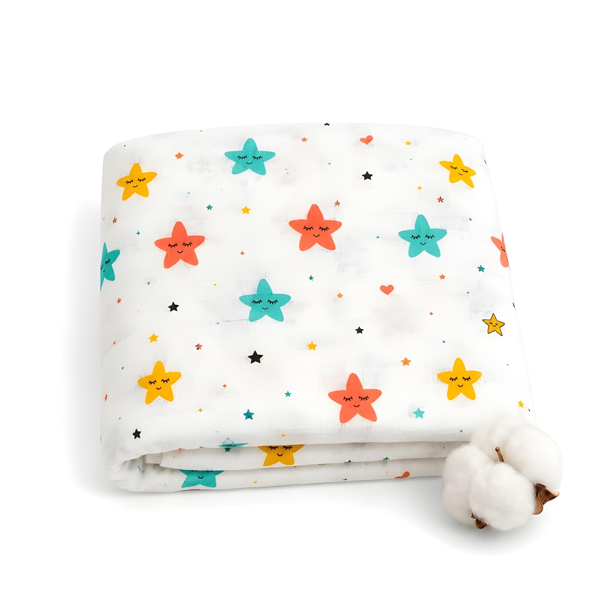 SAMSPIRE Swaddles - 100% Organic Premium Muslin Cotton, 39" x 39" (100 cm x 100 cm), Ultra-Soft, Breathable & Lightweight, Multipurpose, Hypoallergenic, Gifts for Newborn Babies, Pack of 1 (MS-Stars)-image-43