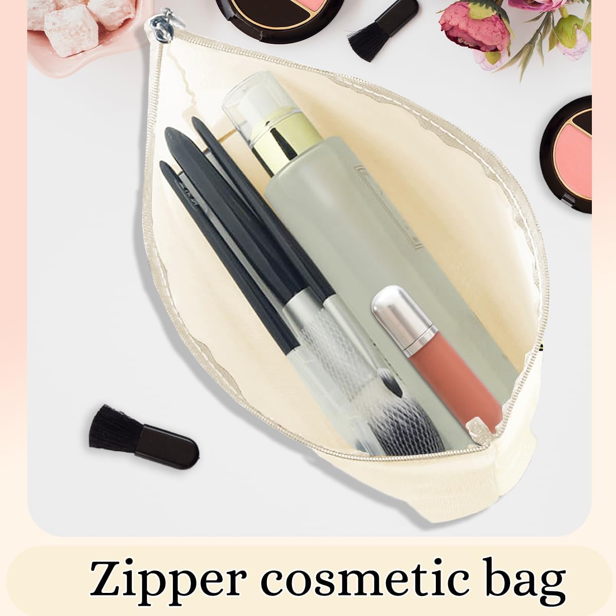 Lacrosse Gifts for Lacrosse Moms Sports Players Team Friend Niece Sister Girls Bestie Coworker Birthday Christmas Friendship 2PCS Cosmetic Bags Canvas Tote Bag Beach Bag with Pocket Makeup Bags - Image 5