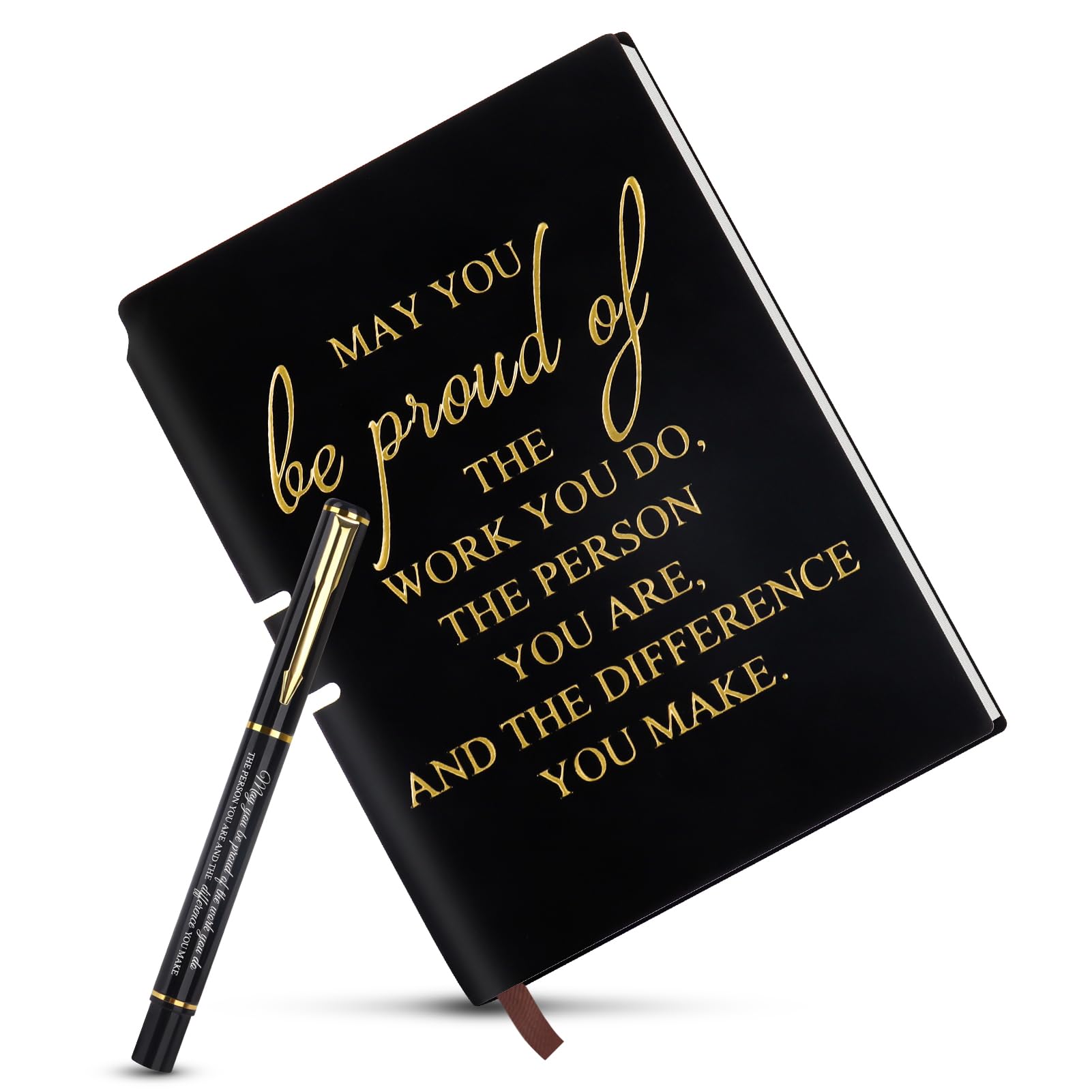 Hanqing Thank You Gifts for Colleagues Notebook A5, Women Men Inspirational Notebook and Pen Set, Leaving Gifts for Coworkers, Teacher, Friends (Black) — image 1