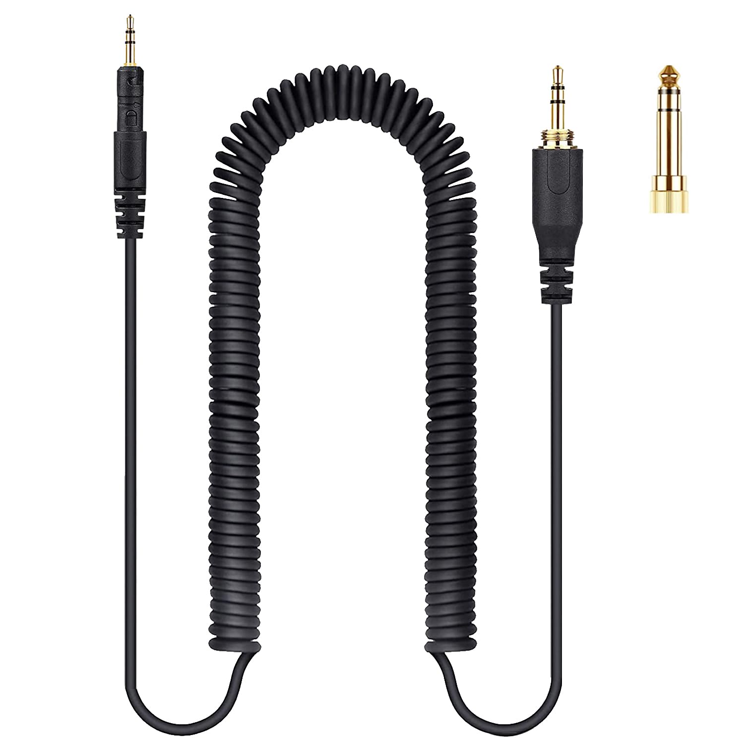 FAAEAL ATH-M50x Replacement Audio Cable,Coiled AUX Cord Compatible with Audio-Technica ATH-M40x M60x M70x Wired Headphones with 6.35mm (1/4") Adapter,