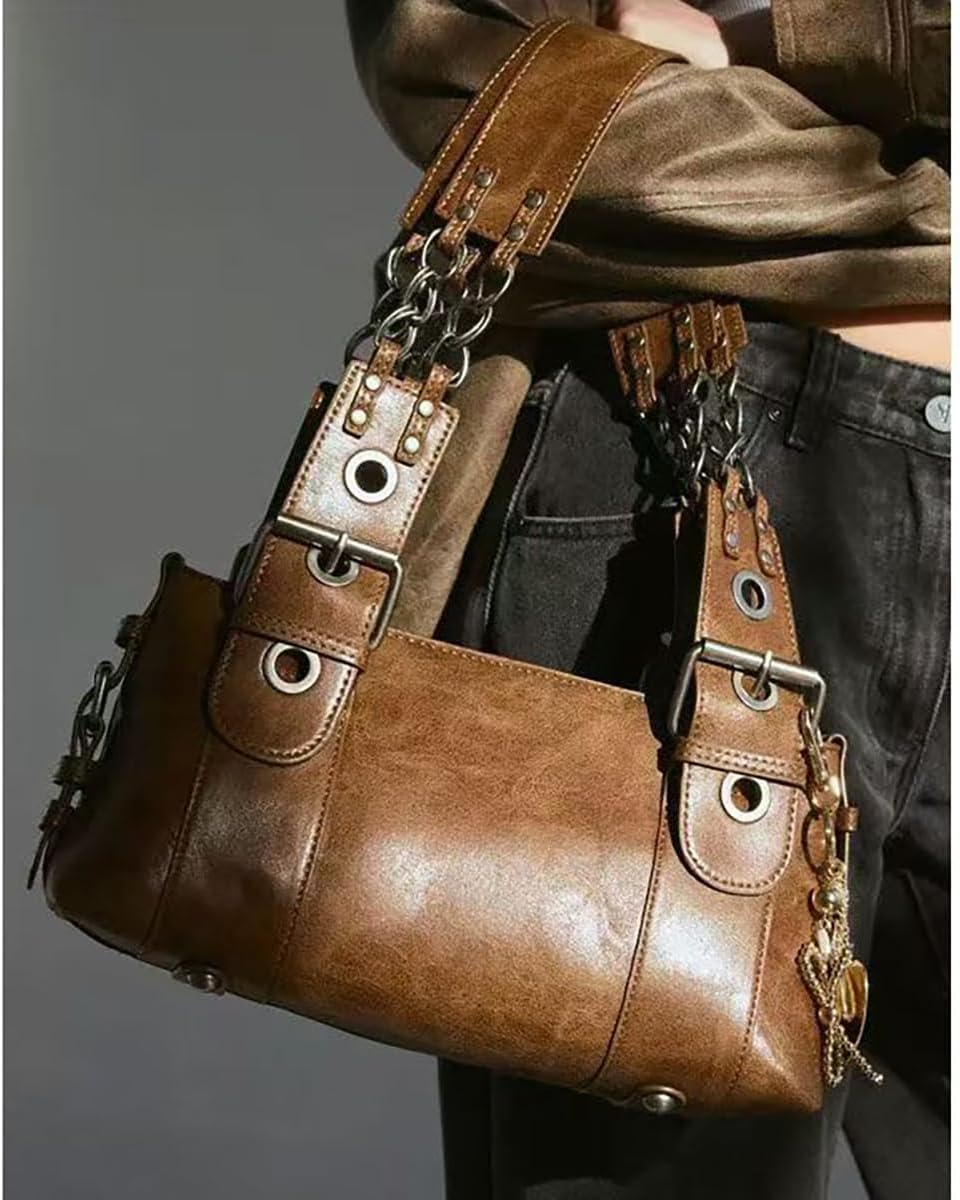 Y2K Spicy Girl Handbag Vintage Artificial Leather Bag, Designer Fashion Trend Commuter Women's Shoulder Bag - Image 2