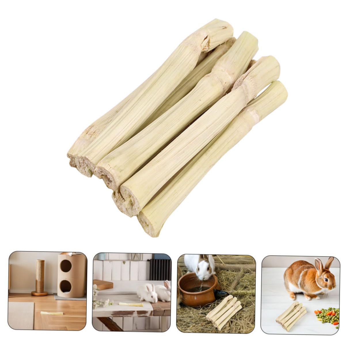 Hohopeti Snack Masticabili in Bamboo Naturale per Conigli Criceti Porcellini Scoiattoli Giocattoli per Denti Antistress e Pulizia Orale per Animali