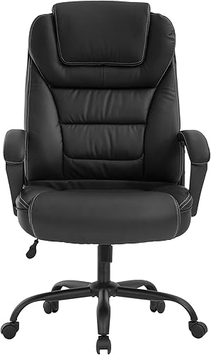 PayLessHere Silla de oficina grande y alta, silla de escritorio, ergonómica, para computadora, soporte lumbar, respaldo alto, piel sintética, peso