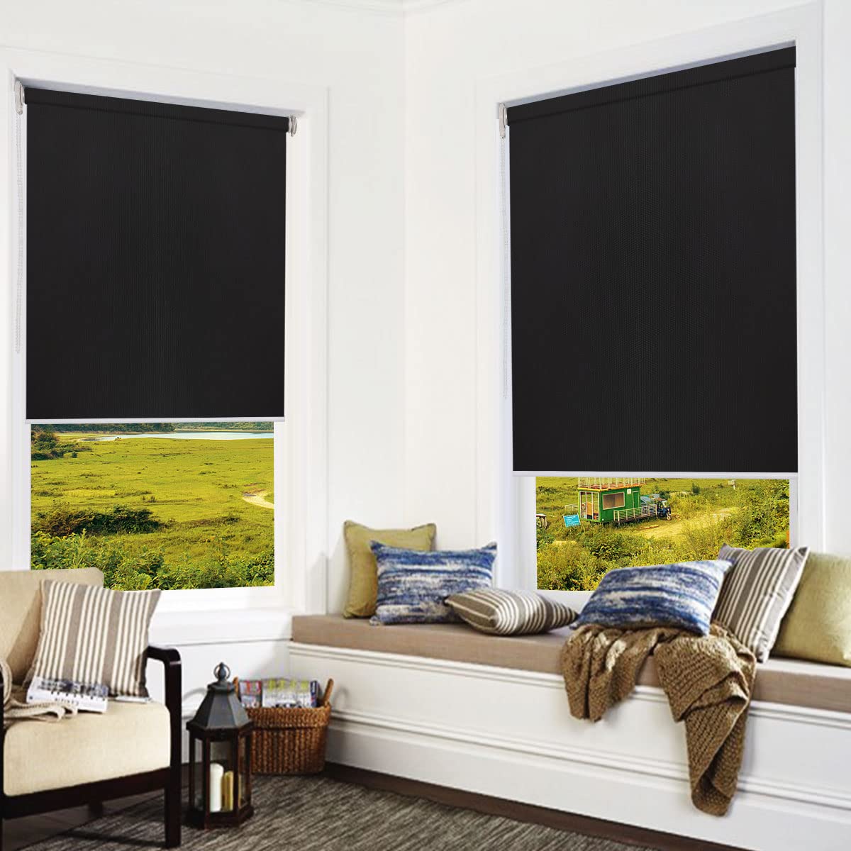 Amazon｜getopblinds 穴あけ不要 つっぱり式 ロールカーテン チェーン