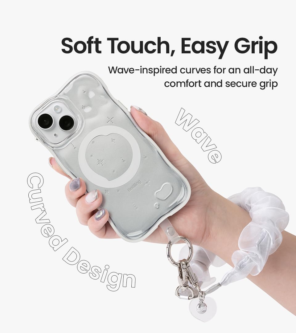 iFace BeBling 2 [Compatible con iPhone 16 Pro] Funda para teléfono celular 3D con ondas de agua, diseño translúcido brillante, textura de agua fluida, protección de cámara, a prueba de golpes, regalo