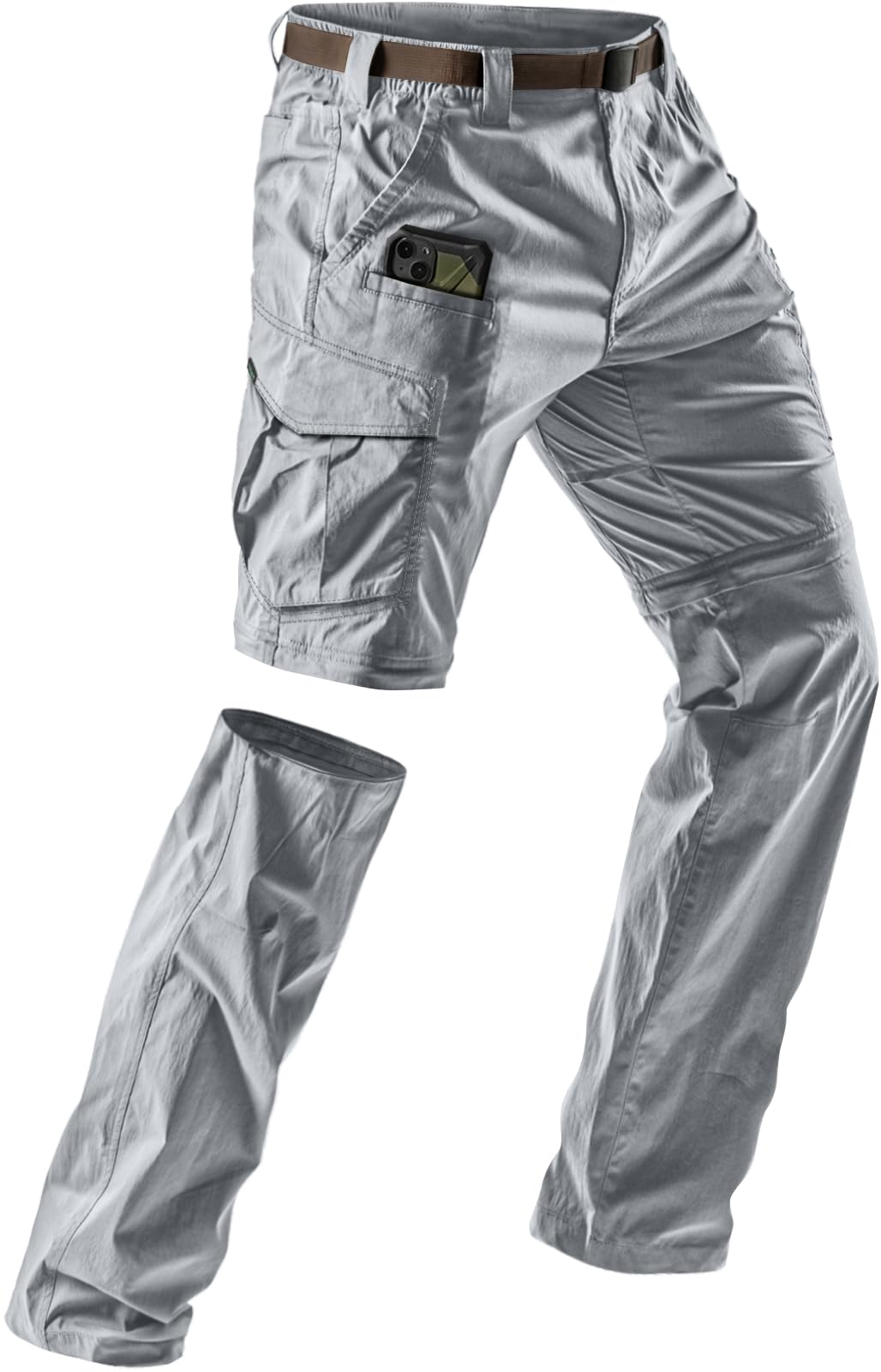CQR Men's Convertible Cargo Tactical Pants, Water Resistant Outdoor Hiking Pants, Zip Off Lightweight Stretch Work Pants
