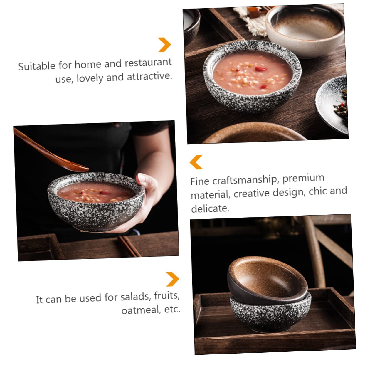 LAPYAPPE Ceramic Soup Bowls Set Japanese Big Bowls for Noodles Salads Kitchen Supplies Random Color