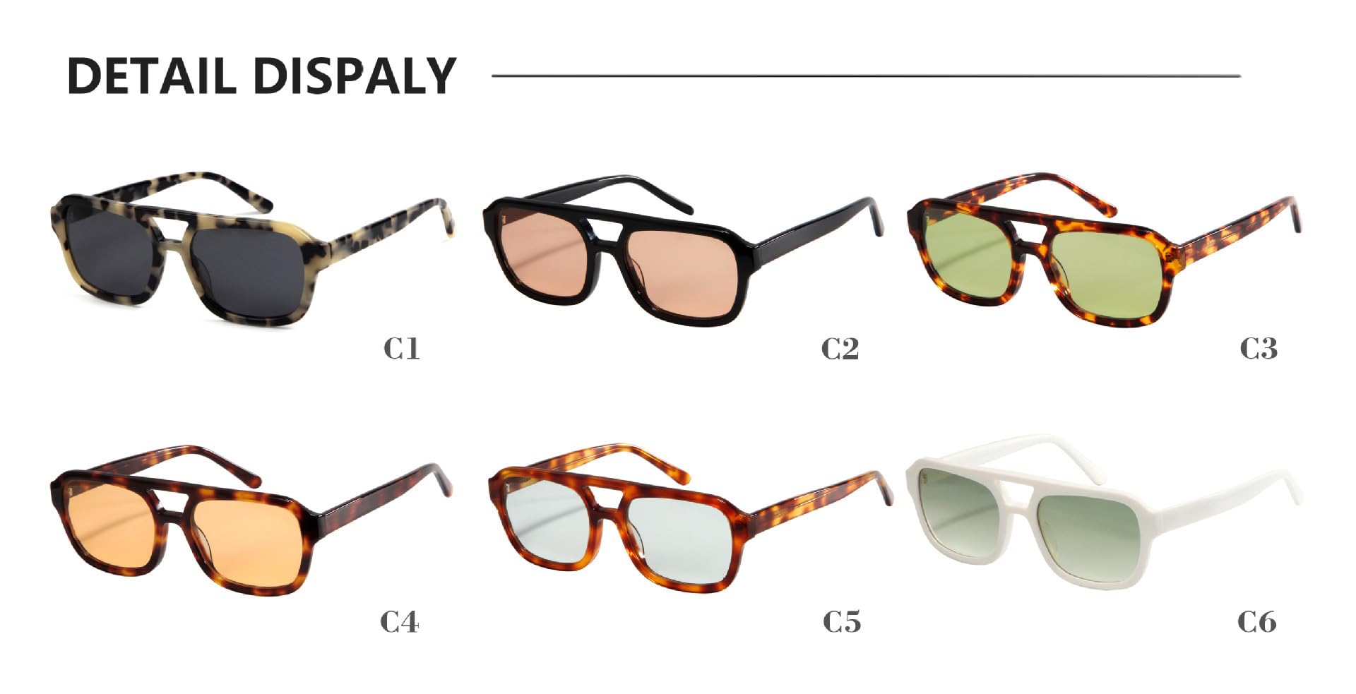 Occhiali Da Sole Occhiali Da Sole Alla Moda In Materiale A Doppia Asta Per Uomo E Donna,Non Polarizzati,Di Colore Chiaro