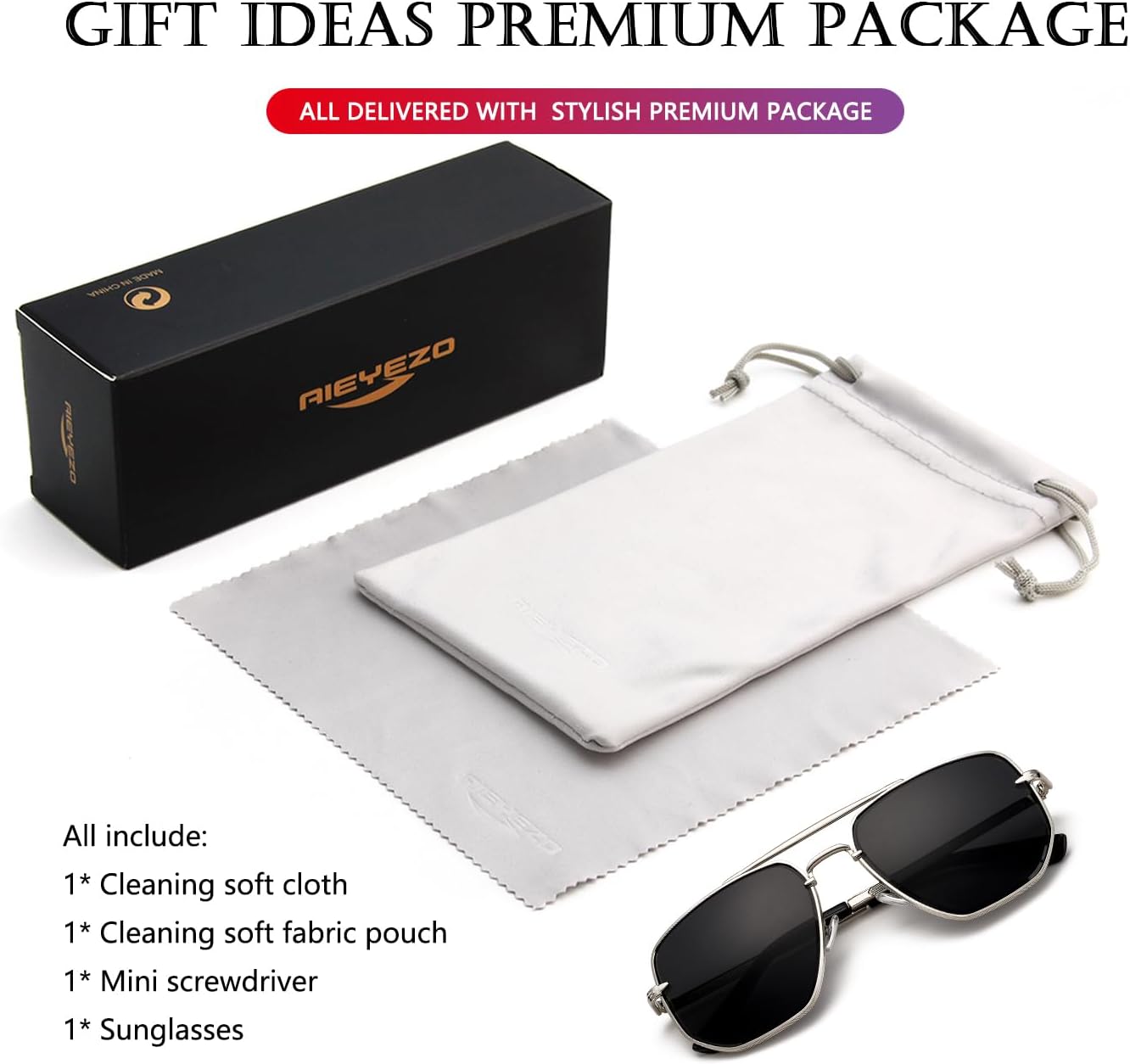 AIEYEZO Oversized Square Aviator Sunglasses for Men Women Fashion Vintage Sun Glasses Classic Pilot Gradient Shades - Image 7