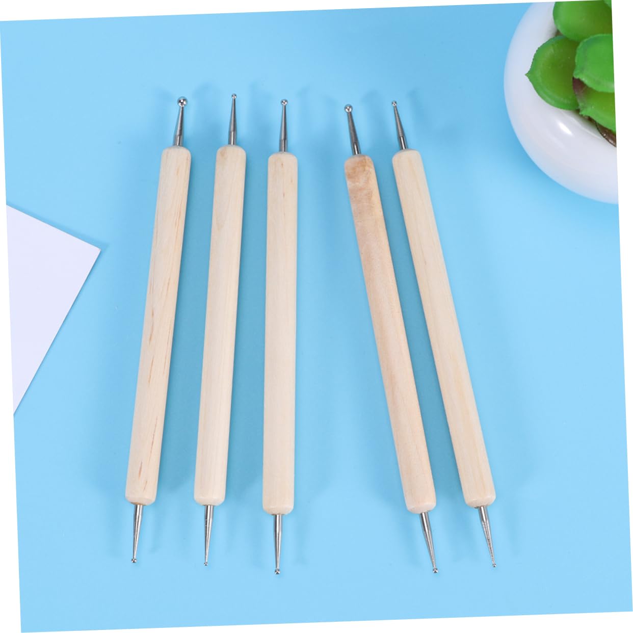 DOITOOL 5pcs Leather Stamping Tool Durable DIY Leather Carving Squeezer Point Drill Pen Double Ended Design for Embossing Craft Projects for Professionals Home Use