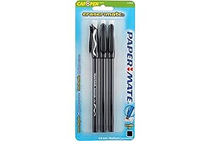 Paper Mate Eraser Mate Erasable Stick Pens, Black Ink