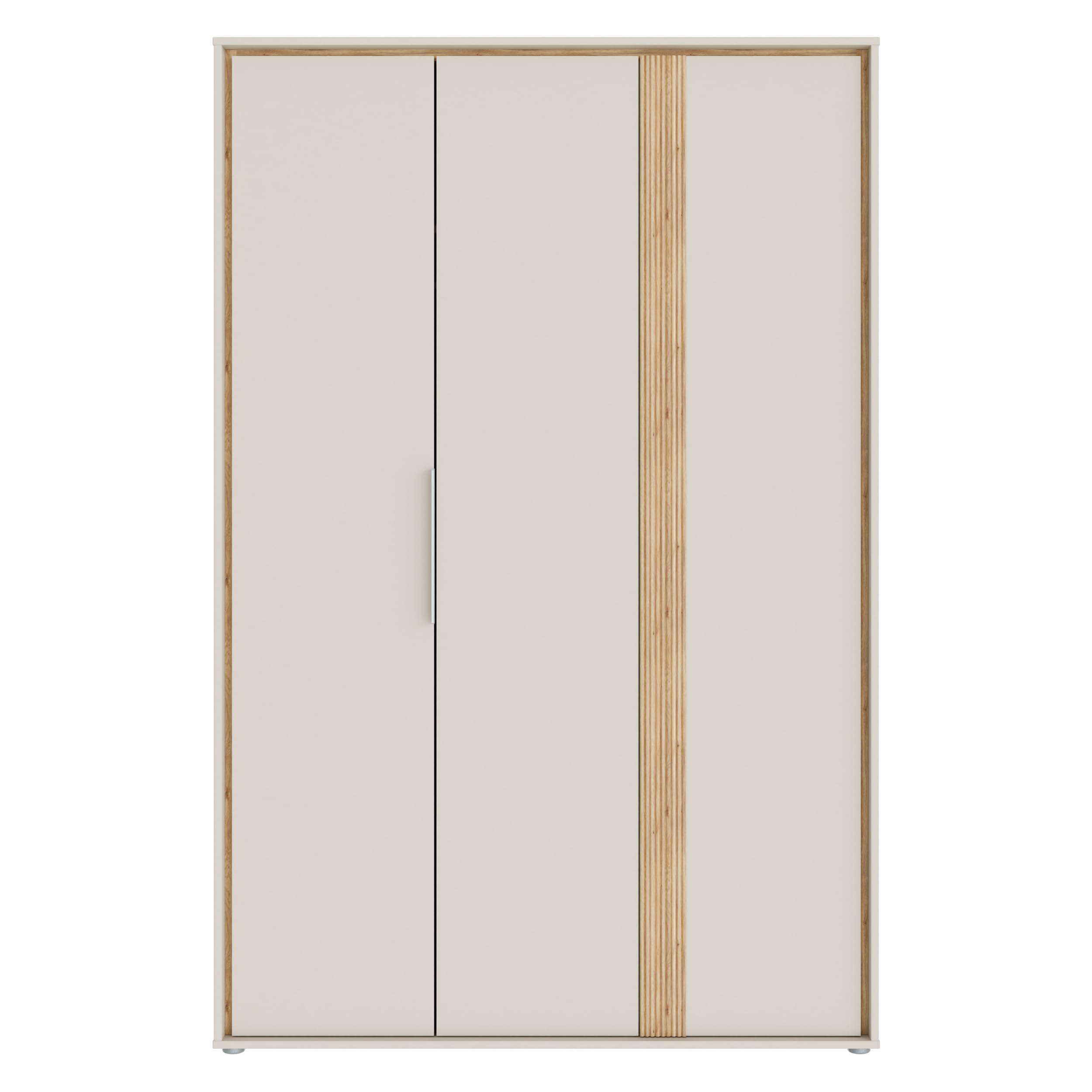 Forte WEXLIN Kleiderschrank 120 130, moderner Kleiderschrank, 2 Drehtüren, Kinder- und Jugendzimmer, Holzwerkstoff, Kaschmir|Beige|Mauvella Eiche Holzdekor, 126,3 cm breit x 193,7 cm hoch x 60 cm tief