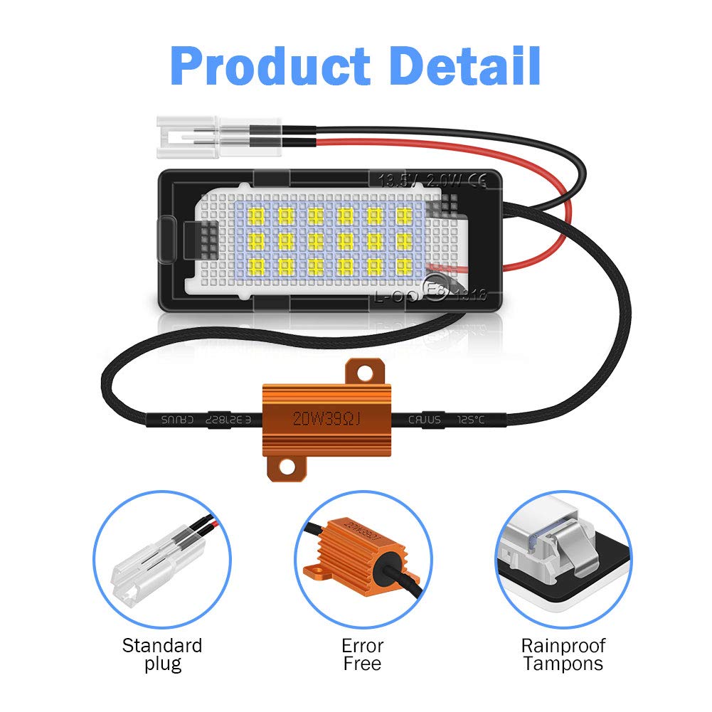 WinPower LED Luce targa SMD 6000K White Canbus Error Free Compatibile con Passat 3C B6/B7 Touran 1T GP2 Touareg2 Golf 5/6 più Jetta6 Polo 6R Sharan 2 ecc, 2 Pezzi