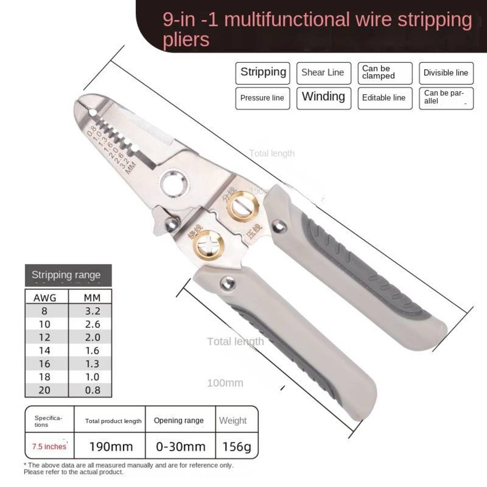 Alicates universales multifunción for pelar Cables de electricista/431(9 in 1)