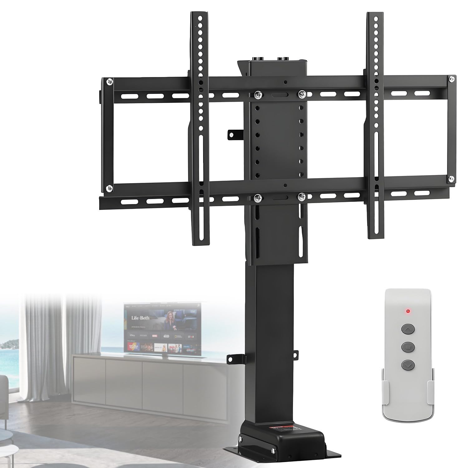Teleskopowy podnośnik do telewizora elektryczny z automatycznym podnoszeniem, regulowany, silnikowy uchwyt do telewizora, można go schować w szafce, do domowego biura