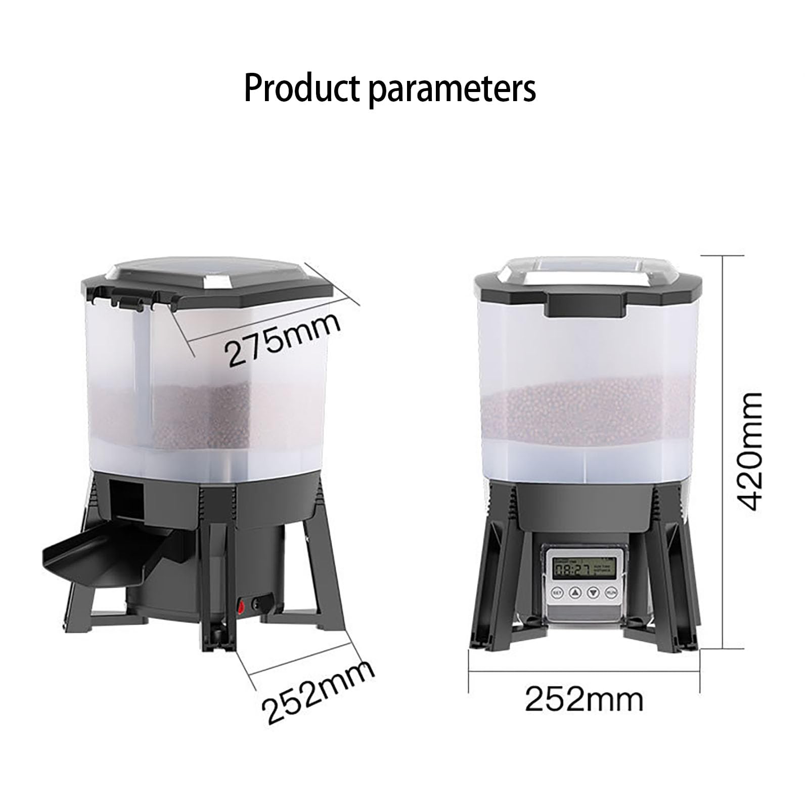 Mangiatoia elettrica per pesci, 6 l, distributore automatico di cibo per pesci con display LCD, dispersione di 120°, distanza di alimentazione e durata regolabili per pellet di dimensioni 3-10 mm