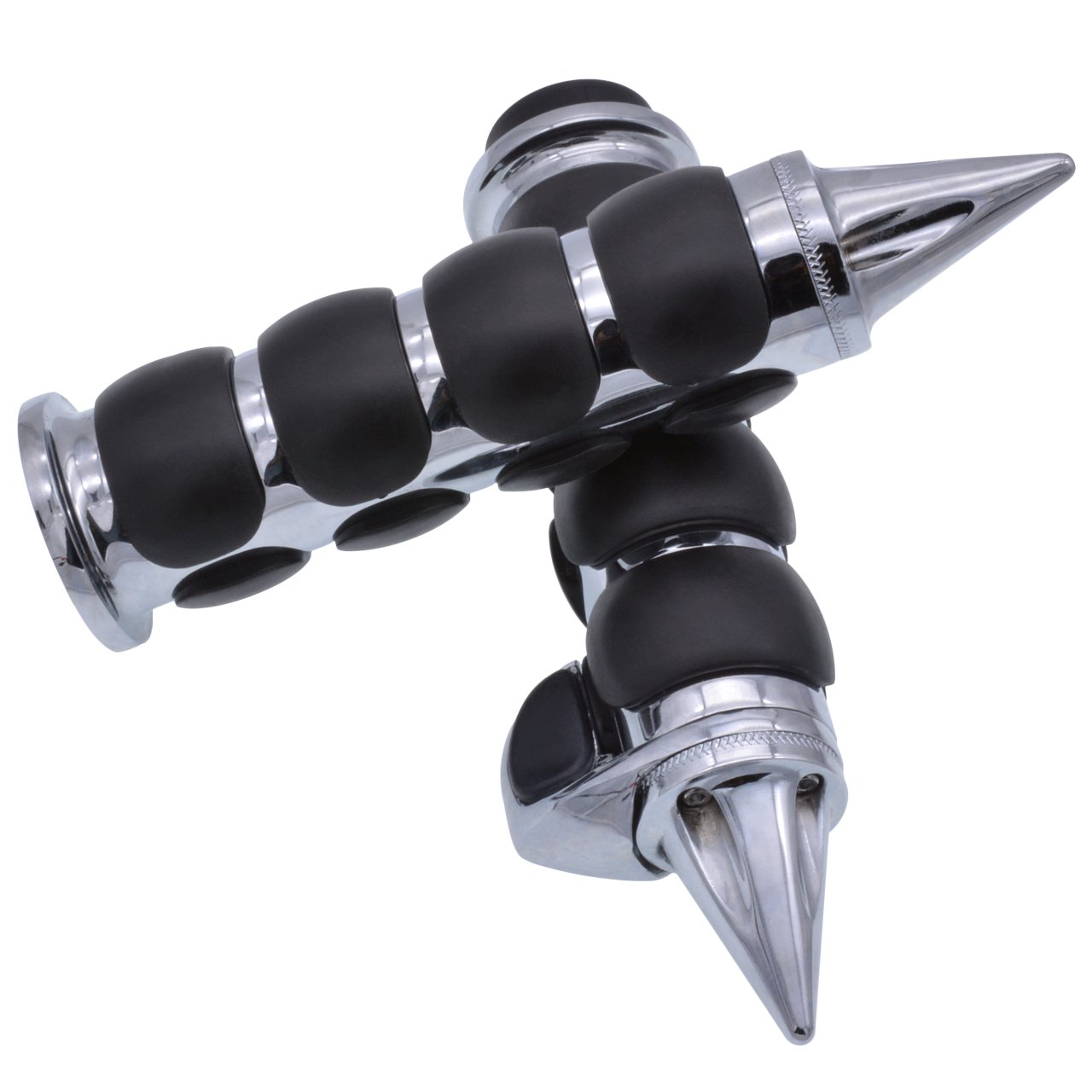 KATUR Lenkergriffe 1 Zoll 25 mm Chrom Schwarz Motorrad Handgriffe Kompatibel für Harley Honda Shadow VT VTX1300 1800 Yamaha Suzuki Kawasaki