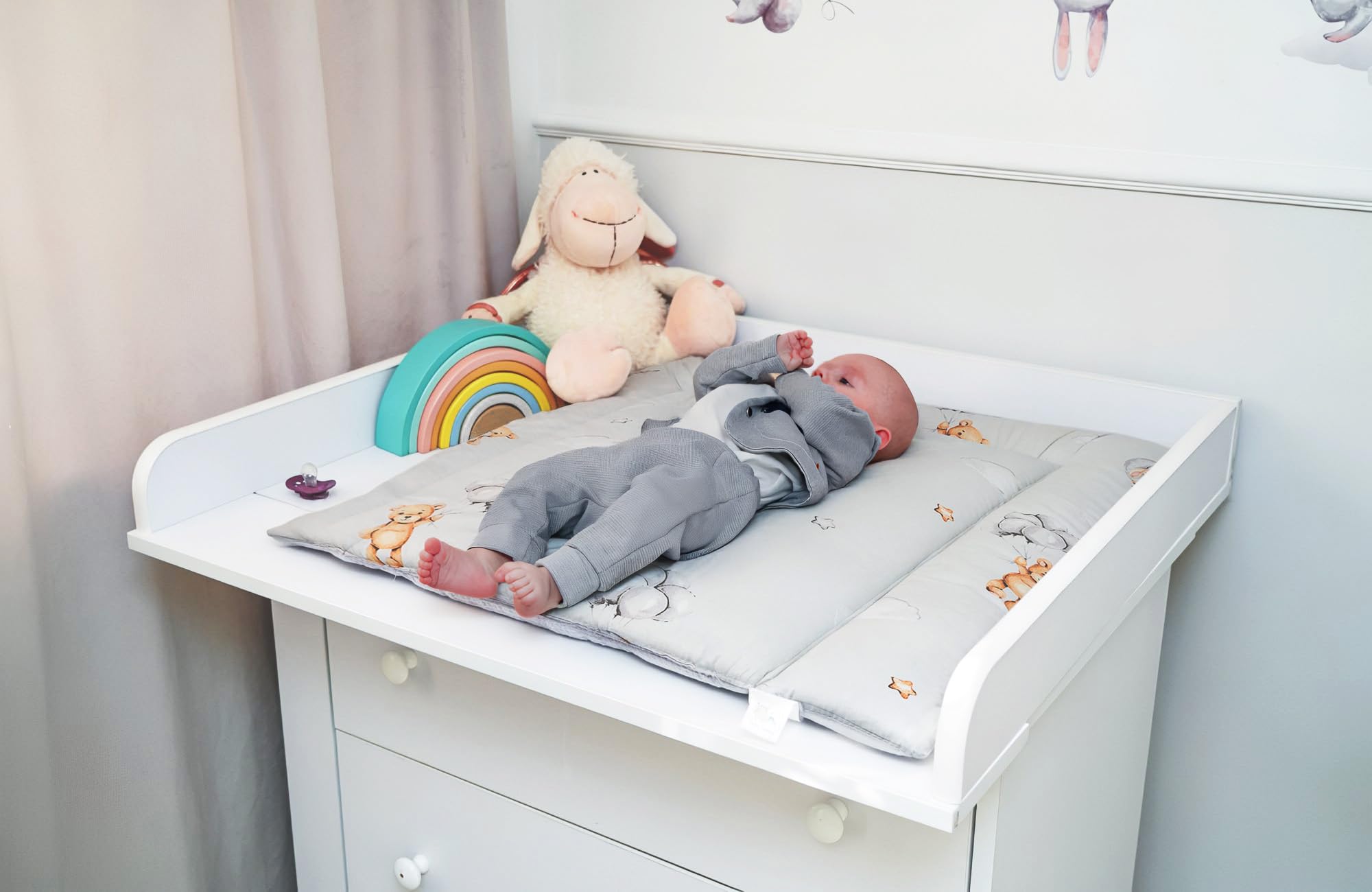 Materassino fasciatoio 75x72 cm - cuscino neonato in cotone lavabile pieghevole e portatile materasso da viaggio tappetino per cassettiera lavatrice e tavolo 75 x 72 Oeko-Tex Orsetti