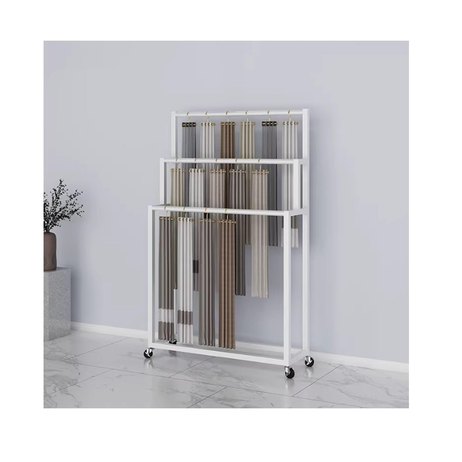 LRZPTDYU le Fabric Display Rack with WheelsTextile Showcase Cart for Retail Boutique MallWhite 100cm/39.4in Ideal for ains Scarves and Textiles