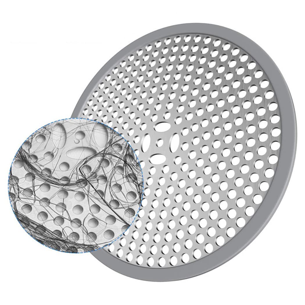 Shower Drain Cover ，Hair Catcher Sink Strainer Protector ，Stainless Steel Grips Shower Stall Drain Protector ，Hair Trap Drain Filter for Bathroom Bathtub Kitchen Balcony (Silver)