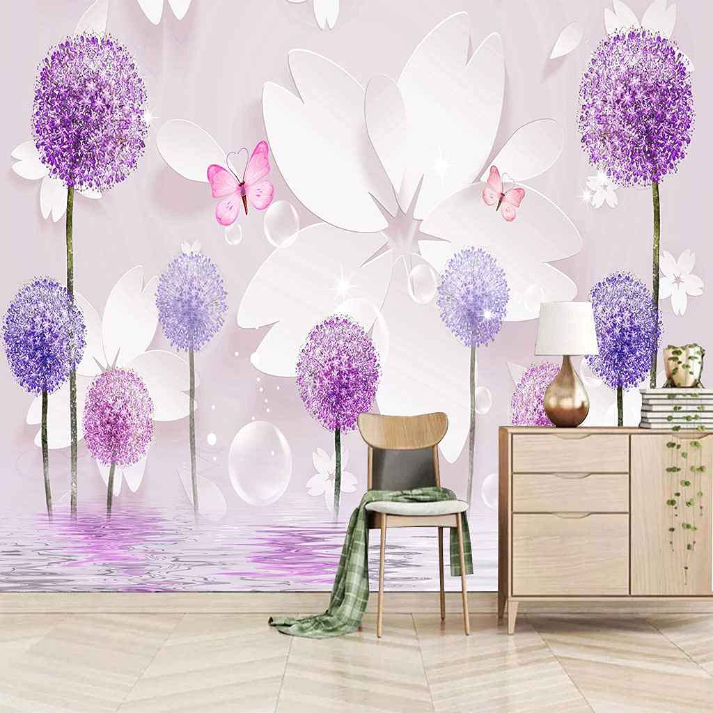 Papier Peint Toile Panoramique 3D Abstrait Design Violet