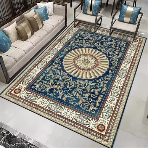 Tapis lavable en machine bleu éliminant les taches du salon - 2