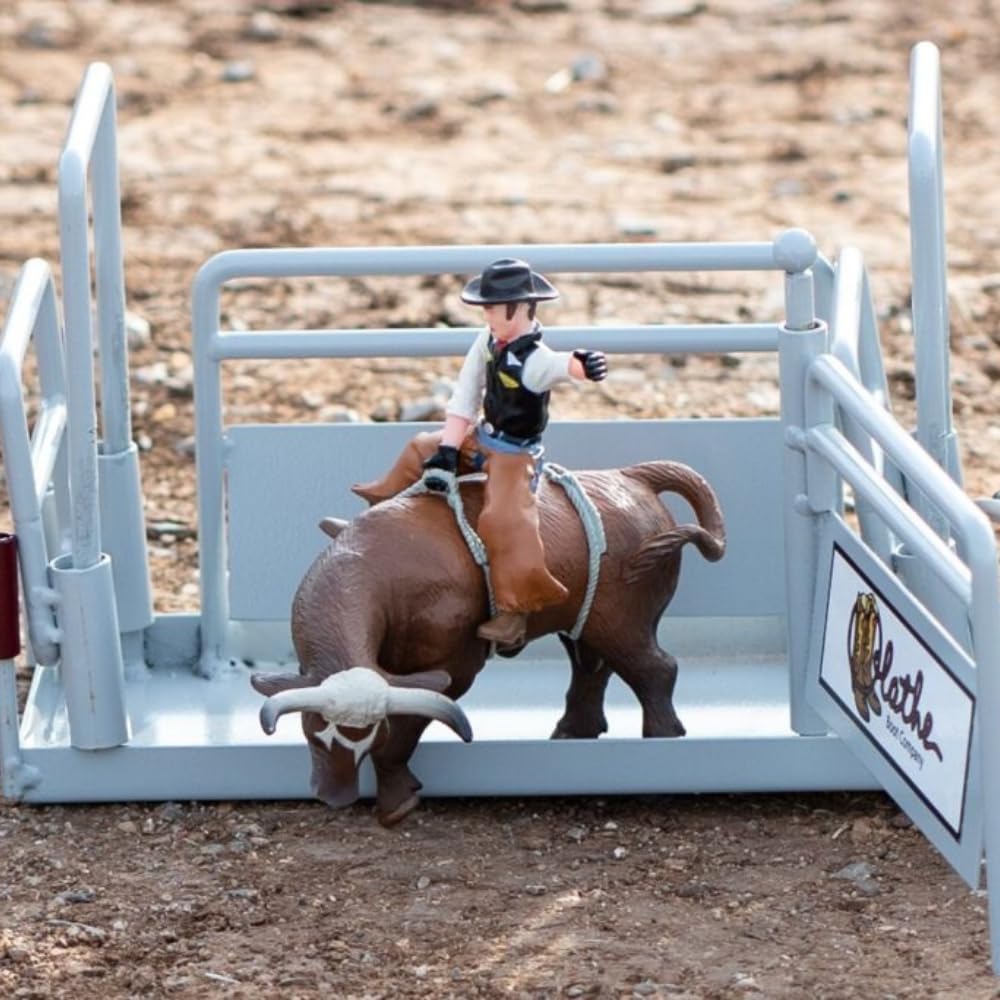 Little Buster Toys Bull Rider - Cowboy en un Brown Bucking Bull, escala 1/16