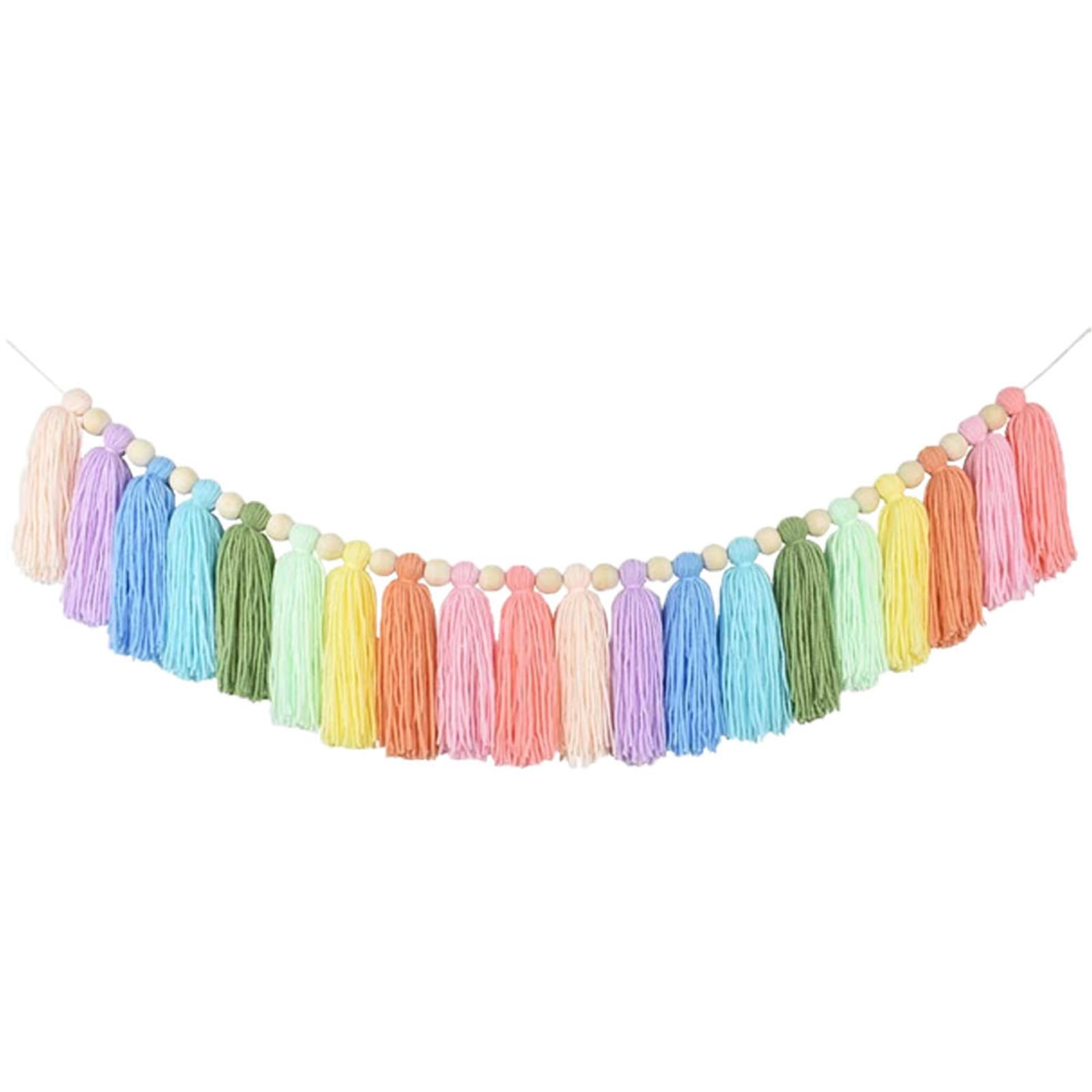 Xjdzineq Tassels Garlands Cotton Pastels Banners Colorful Birthday Christmas Party Decoration Wall Hangings for Bedroom, Nursery Wall Decoration