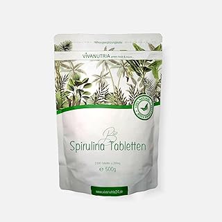 VivaNutria Bio Spirulina Tabletten 500g | aus kontrolliert biologischem Anbau I 2500 Bio Algen Presslinge ohne Zusätze - rein & natürlich I schonend verarbeitet | Rohkostqualität | vegan