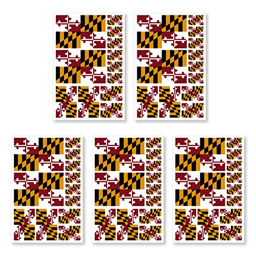 JBCD 5 Pcs Maryland Flag Tattoos MD Flag Stickers Face Tattoos, State Tattoos Temporary Decorations Suitable for Sports Event and Party