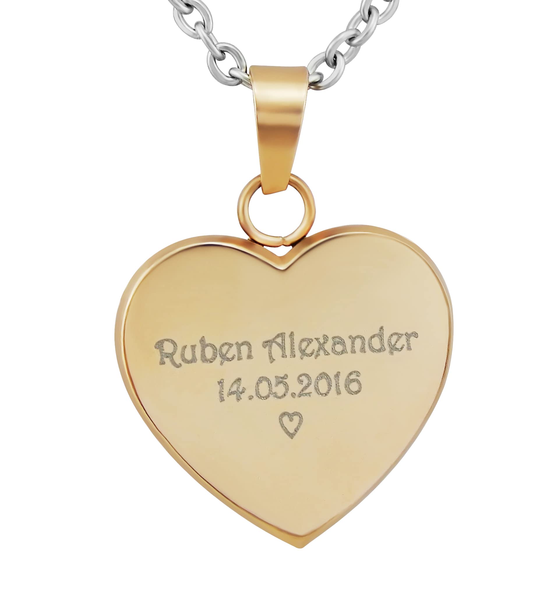 Personalisierte Kette mit Gravur Edelstahl 50 cm mit Anhänger Herz in gold - Personalisierte Halskette für Frauen - Personalisierter Schmuck Damen Kettenanhänger